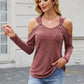 Ribbed Cold Shoulder Long Sleeve Top