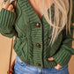 Cable-Knit Button Down V-Neck Cardigan