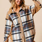 BiBi Curved Hem Sequin Plaid Button Up Shacket - Brand BiBi