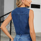 V-Neck Button Down Denim Vest