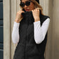 Fuzzy Plaid Texture Zip Up Vest Coat