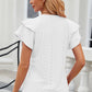 Full Size Eyelet Notched Flutter Sleeve T-Shirt