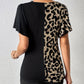 Ruched Leopard Flutter Sleeve T-Shirt