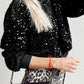 Sequin Round Neck Long Sleeve Blouse