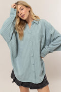 HYFVE Stripe Button Down Long Sleeve Oversized Shirt *