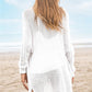 Openwork Side Slit Open Front Long Sleeve Cardigan