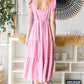 Reborn J Ruffled Bubble Pink Sleeveless Tiered Midi Dress