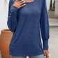 Full Size Decorative Button Round Neck Long Sleeve T-Shirt