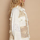 POL Eyelet Flower Pearl Detail Lace Patchwork Shirt