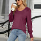 Full Size V-Neck Lantern Sleeve T-Shirt