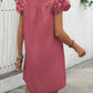Ruffled Notched Cap Sleeve Mini Dress