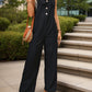Beautiful Bea Pocketed Wide Strap Black Overalls