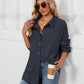 Collared Neck Long Sleeve Dropped Shoulder Shirt