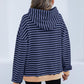 Drawstring Striped Long Sleeve Hoodie