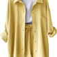 Full Size Texture Button Up Shirt and Drawstring Shorts Set