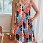 Lace Detail Printed V-Neck Sleeveless Dress