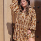 Plus Size Printed V-Neck Balloon Sleeve Mini Dress