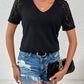 Full Size Lace Detail V-Neck Short Sleeve T-Shirt