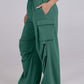 Elastic Waist Wide Leg Pants with Pockets