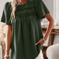 Devine Lace Detail Round Neck Short Sleeve Blouse
