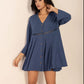 Cutout Johnny Collar Long Sleeve Mini Dress
