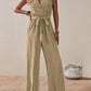 Tied Surplice Sleeveless Wide Leg Jumpsuit