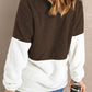 Color Block Half Zip Long Sleeve Fuzzy Sweatshirt