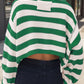 Striped Dropped Shoulder Long Sleeve Sweater