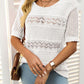 Openwork Round Neck Half Sleeve Knit Top