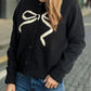 Bow Button Down Round Neck Cardigan