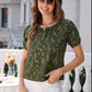Printed Round Neck Short Sleeve Blouse