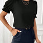 Round Neck Flounce Sleeve Blouse