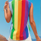 Color Block Notched Sleeveless Top