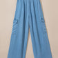 Drawstring Cargo Pocket Wide Leg Jeans
