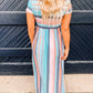 Full Size Striped Round Neck Short Sleeve Maxi Dress
