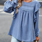 Ruffle Trim Balloon Sleeve Blouse