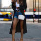 Collared Neck Long Sleeve Trench Coat