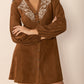 Notched Button Down Long Sleeve Mini Dress