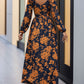 Split Printed Surplice Long Sleeve Midi Dress