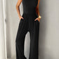 Round Neck Sleeveless Wide Leg Jumpsuit