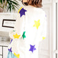 Star Print Round Neck Lantern Sleeve T-Shirt