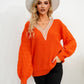 V-Neck Dropped Shoulder Long Sleeve Sweater