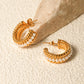 Jack & Din Stainless Steel Pearl C-Hoop Earrings