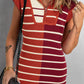 Striped Quarter Zip Cap Sleeve Sweater Dress