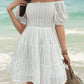 Smocked Eyelet Off-Shoulder Mini Dress