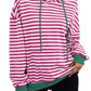 Drawstring Striped Long Sleeve Hoodie