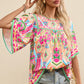Full Size Printed Round Neck Half Sleeve Blouse