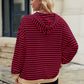 Drawstring Contrast Striped Long Sleeve Hoodie