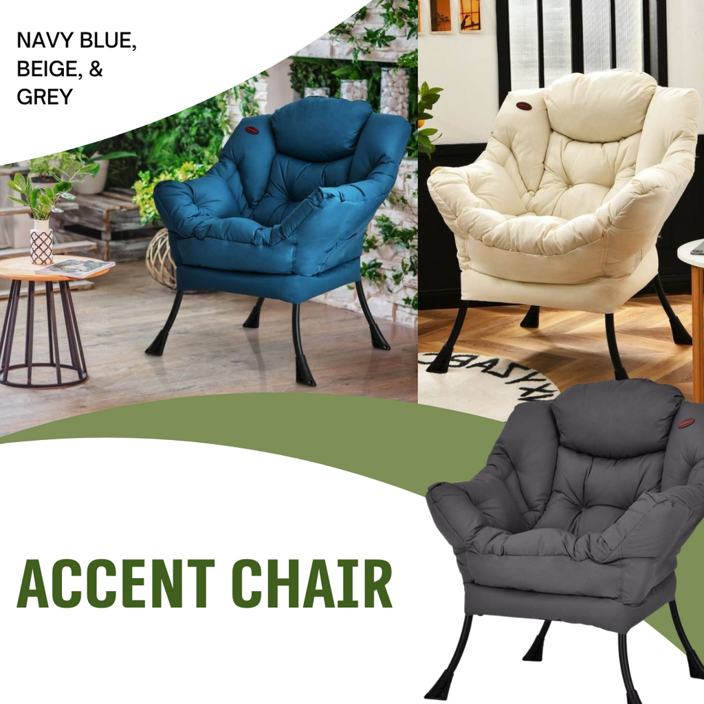 Modern Cushioned Accent Chair with Side Pocket Upholstered Fabric