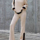 Contrast Round Neck Long Sleeve Top and Bootcut Pants Set
